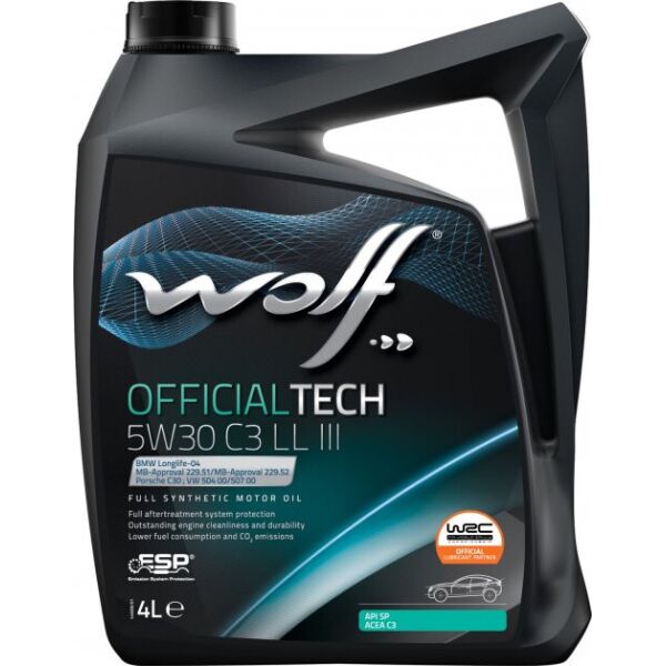 

Масло моторное WOLF 5W-30 OFFICIALTECH C3 LL III 4л (1048180)