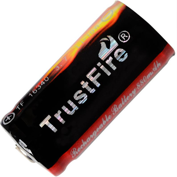 

литиевый Li-Ion CR123A/16340 3.7V TrustFire (880mAh), защищенный 8-1074