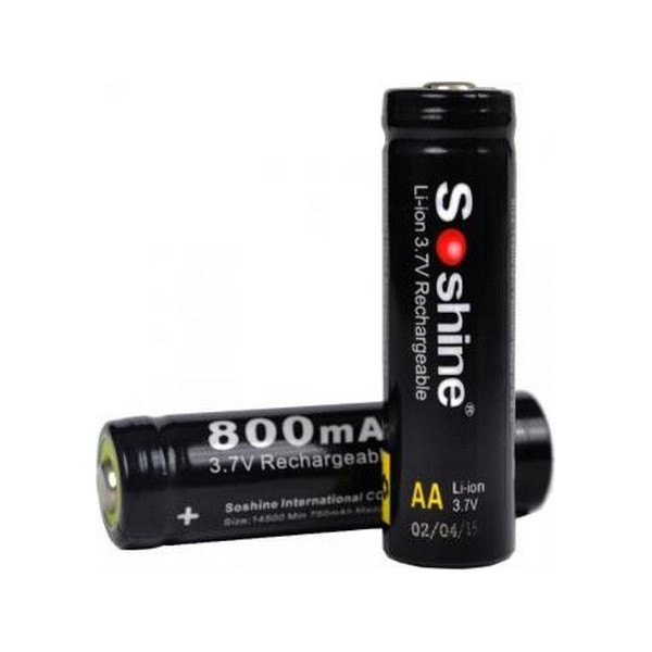 

литиевый Li-Ion 14500 Soshine 3.7V (800mAh), защищенный, 4шт., блистер 11-1054