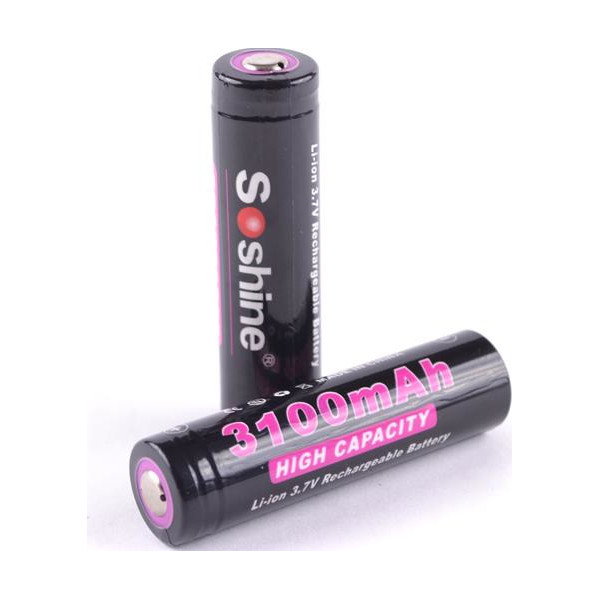 

литиевый Li-Ion 18650 Soshine (Panasonic) 3.7V (3100mAh), защищенный 11-1003