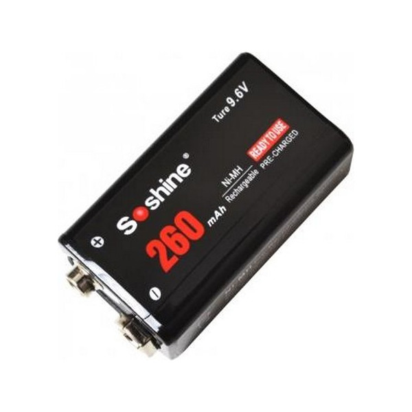 

никель-металлогидридный Ni-MH Крона-9V (6F22) Soshine 9.6V (260mAh) 11-1077