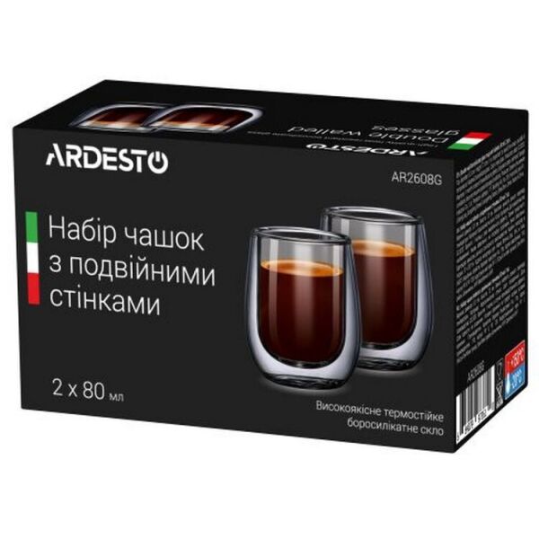 Акція на Набор чашек Ardesto для эспрессо 80 мл (AR2608G) від Allo UA