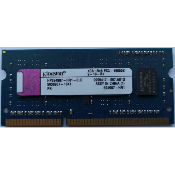 

Оперативная память для ноутбука SODIMM Kingston DDR3 1Gb 1333MHz PC3-10600S (HP594907-HR1-ELD) "Refurbished"