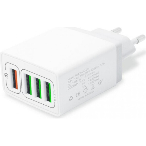 

Сетевое зарядное устройство Hoco QC-405 4 USB, 6.2A White
