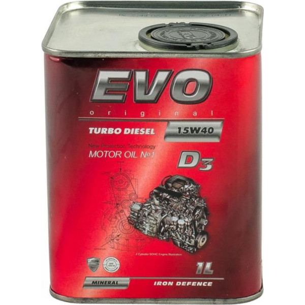 

Моторное масло EVO D3 15W-40 TURBO DIESEL 1л