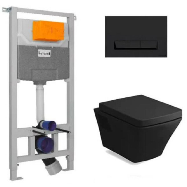 

Инсталляция IMPRESE + унитаз VOLLE TEO black Soft Close + кнопка смыва чёрная, 13-88-422 black+i8122B