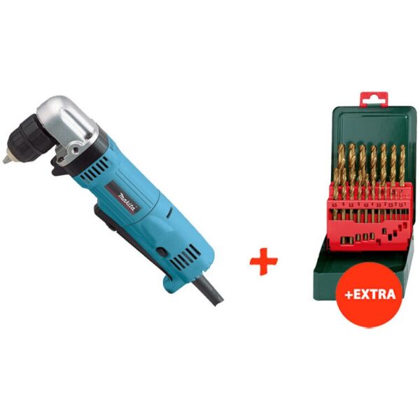 

Угловая дрель Makita DA3011F + набор сверл по металлу HSS-TiN Promotion (19 шт.) (DA3011FX)