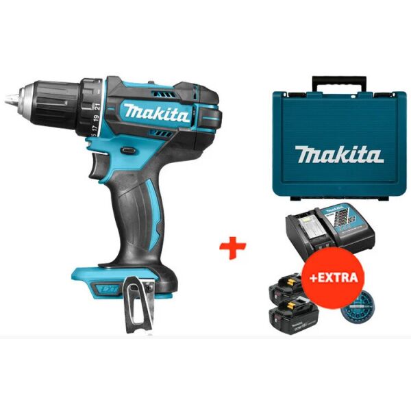 

Аккумуляторная дрель-шуруповерт Makita DDF482Z + быстрозарядное ЗУ + 2 акк 18V 5Ah + набор бит + кейс