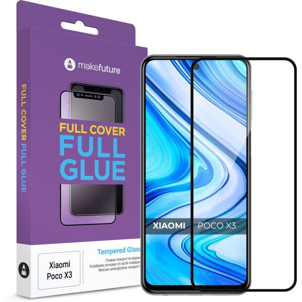 

Защитное стекло MakeFuture Full Cover Full Glue Black для Poco X3 Pro