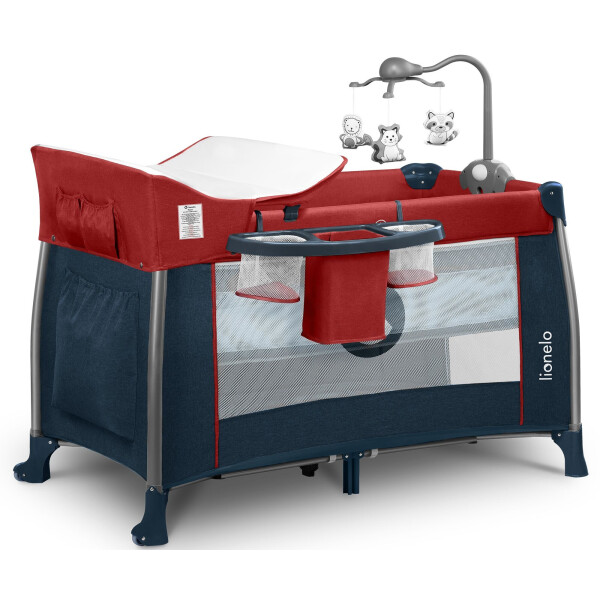 

Кроватка-манеж Lionelo THOMI RED BURGUNDY BLUE
