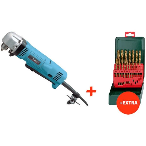 

Угловая дрель Makita DA3010F + набор сверл по металлу HSS-TiN Promotion (19 шт.) (DA3010FX)