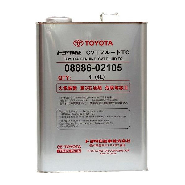 

Трансмиссионное масло TOYOTA Genuine CVT Fluid TC 4л