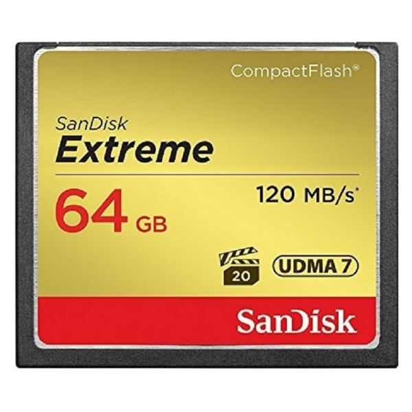 

Карта памяти CompactFlash 64 Gb Extreme (R120, W85MB/s) (SDCFXSB-064G-G46)