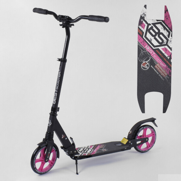 

Самокат BEST Scooter двухколесный колеса 200 мм 2 Амортизатора Черно-розовый от 5 лет (873586434)