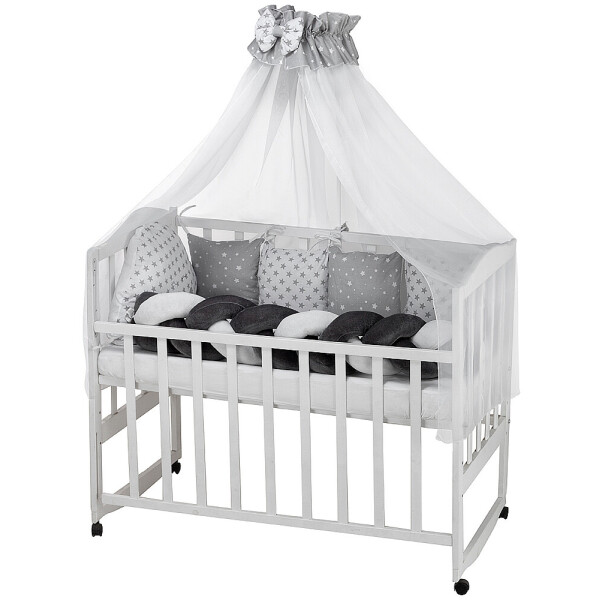 

Детская постель Babyroom Classic косичка-01 серо-белые звездочки