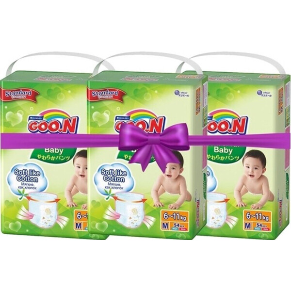 

Набор подгузников-трусиков Goo.N Cheerful Baby M (6-11 кг), 162 шт. (3 уп. по 54 шт.)