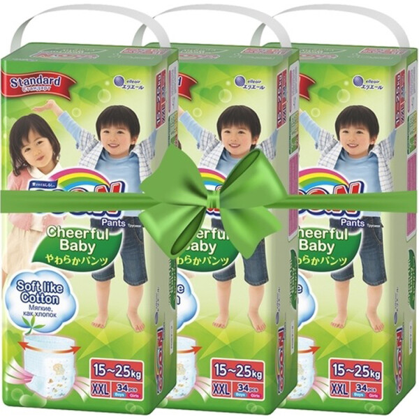 

Набор подгузников-трусиков Goo.N Cheerful Baby XXL (15-25 кг), 102 шт. (3 уп. по 34 шт.)