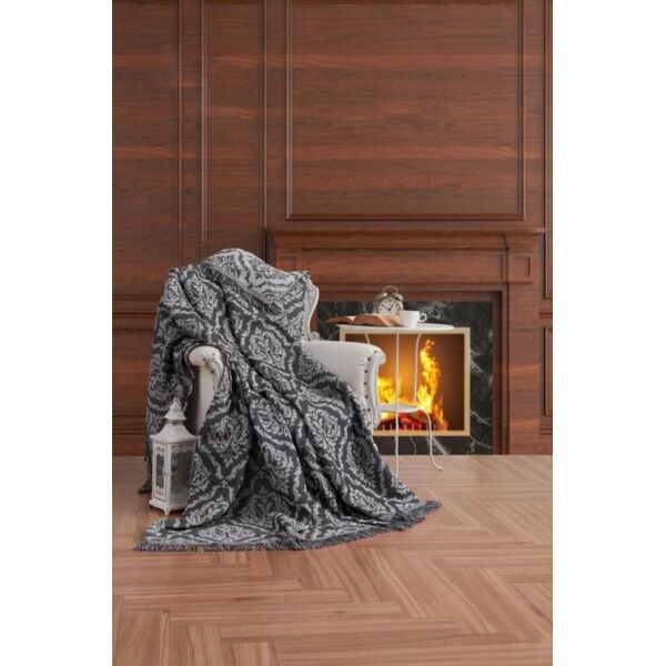 

Плед-накидка Eponj Home Buldan Keten - Damask 170*220 siyah черный