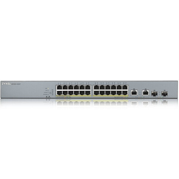 

Коммутатор ZYXEL GS1350-26HP (24xGE PoE, L2, 2xGE/SFP, PoE 375W, металл)