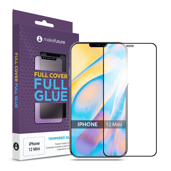 

Защитное стекло MakeFuture Full Cover Full Glue Black для Apple iPhone 12 mini