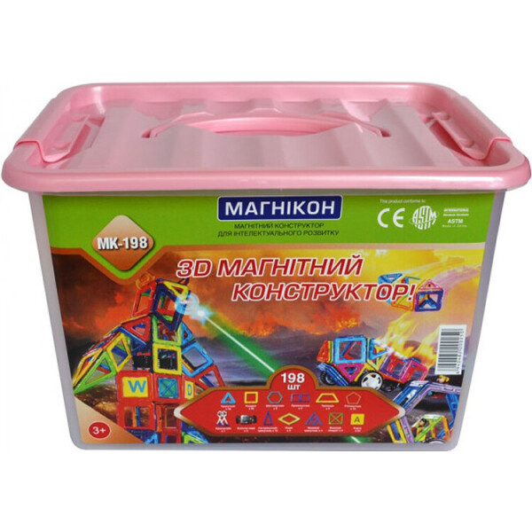 

3D магнитный конструктор МАГНІКОН, 198 дет. Plastic box