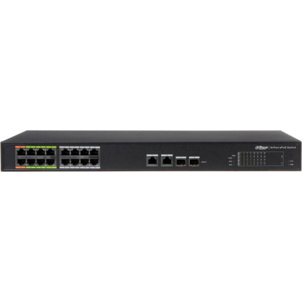 

16-портовый неуправляемый POE коммутатор DH-PFS3117-16ET-135