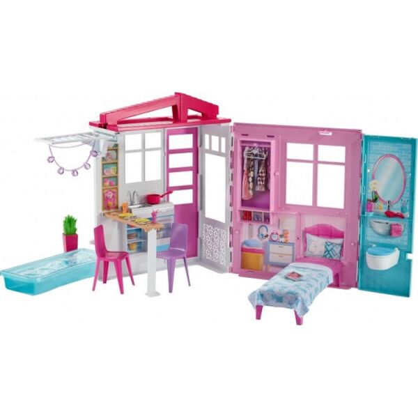 

Кукольный домик Mattel Barbie Портативный с надувным бассейном (FXG54)