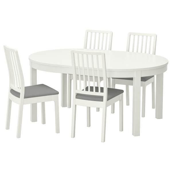 

Обеденный стол IKEA BJURSTA / EKEDALEN стол / 4 стула для сада и дома белый Orrsta светло-серый (992.968.42)