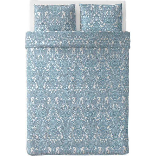 

IKEA JATTEVALLMO 200х200 см белый синий с узором (303.996.92)