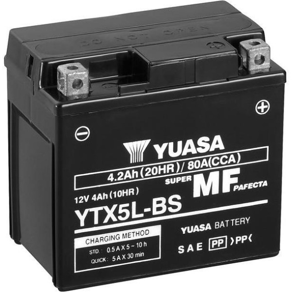

МОТО Yuasa 12V 4Ah MF VRLA Battery AGM YTX5L-BS
