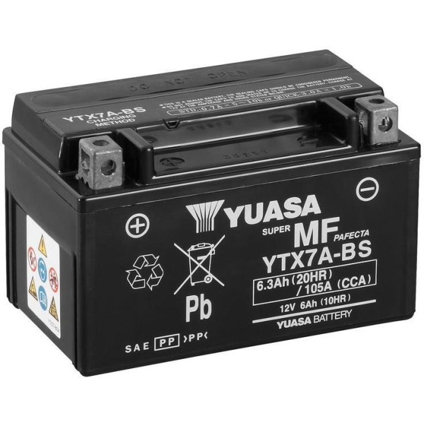 

МОТО Yuasa 12V 6Ah MF VRLA Battery AGM YTX7A-BS