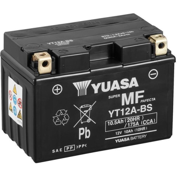 

Автомобильный аккумулятор МОТО Yuasa 12V 10Ah MF VRLA Battery YT12A-BS