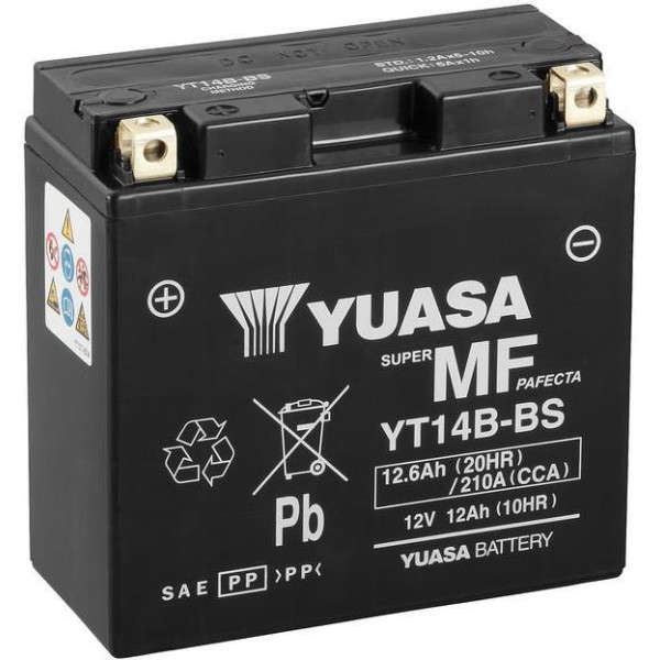 

МОТО Yuasa 12V 12,6Ah MF VRLA Battery YT14B-BS