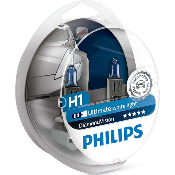 

Автолампа галогенная Philips H1 Diamond Vision, 5000K, 2шт/блистер (12258DVS2)