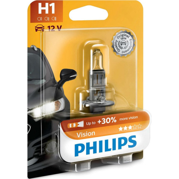 

Автолампа галогенная Philips H1 Vision, 3200K, 1шт/блистер (12258PRB1)