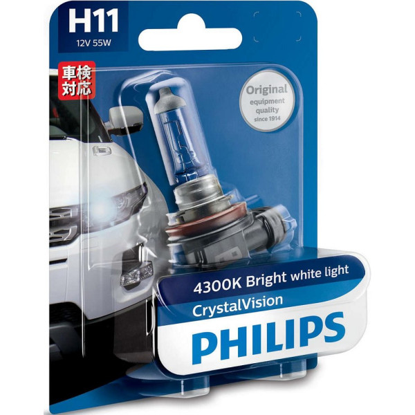 

Автолампа галогенная Philips H11 Cristal Vision, 4300K, 1шт/блистер (12362CVB1)