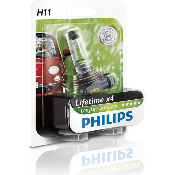 

Автолампа галогенная Philips H11 LongLife EcoVision, 1шт/блистер (12362LLECOB1)