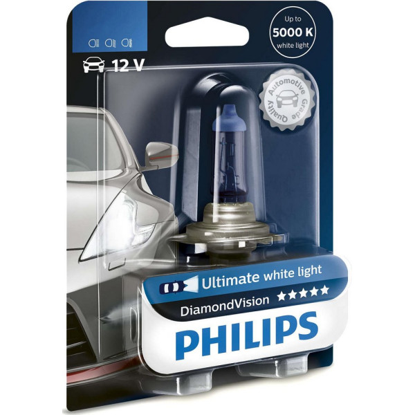 

Автолампа галогенная Philips H3 Diamond Vision, 5000K, 1шт/блистер (12336DVB1)