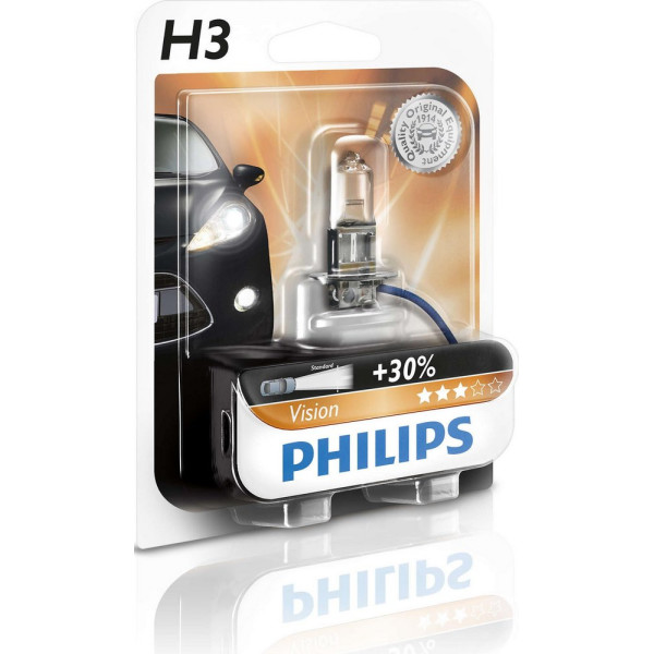 

Автолампа галогенная Philips H3 Vision, 3200K, 1шт/блистер (12336PRB1)