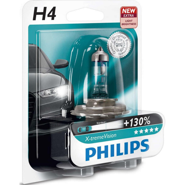 

Автолампа галогенная Philips H4 X-treme VISION +130%, 1шт/блистер (12342XV+B1)