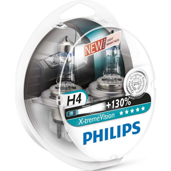 

Автолампа галогенная Philips H4 X-treme VISION +130%, 2шт/блистер (12342XV+S2)
