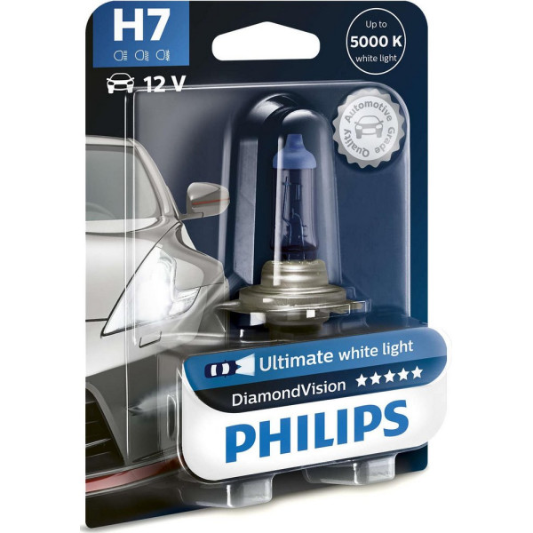 

Автолампа галогенная Philips H7 Diamond Vision, 5000K, 1шт/блистер (12972DVB1)