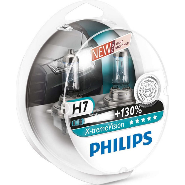 

Автолампа галогенная Philips H7 X-treme VISION +130%, 3700K, 2шт/блистер (12972XV+S2)