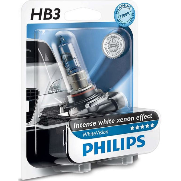 

Автолампа галогенная Philips HB3 WhiteVision +60%, 3700K, 1шт/блистер (9005WHVB1)