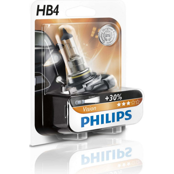 

Автолампа галогенная Philips HB4 Vision, 3200K, 1шт/блистер (9006PRB1)