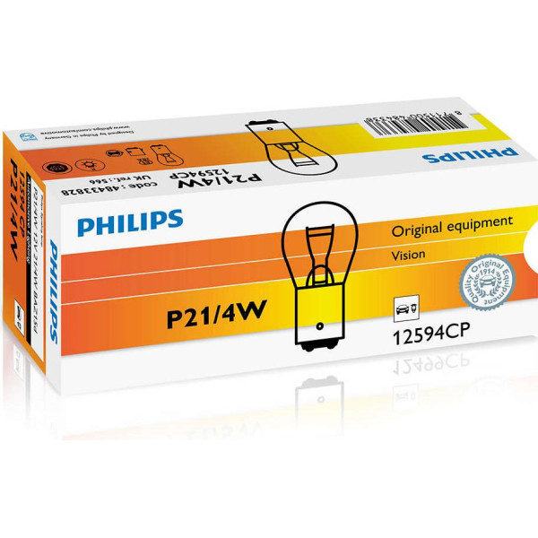 

Автолампа накаливания Philips P21/4W, 10шт/картон (12594CP)