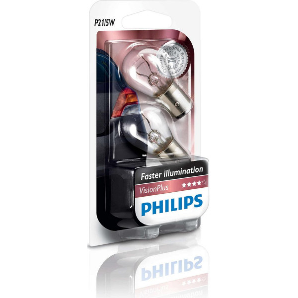 

Автолампа накаливания Philips P21/5W VisionPlus, 2шт/блистер (12499VPB2)