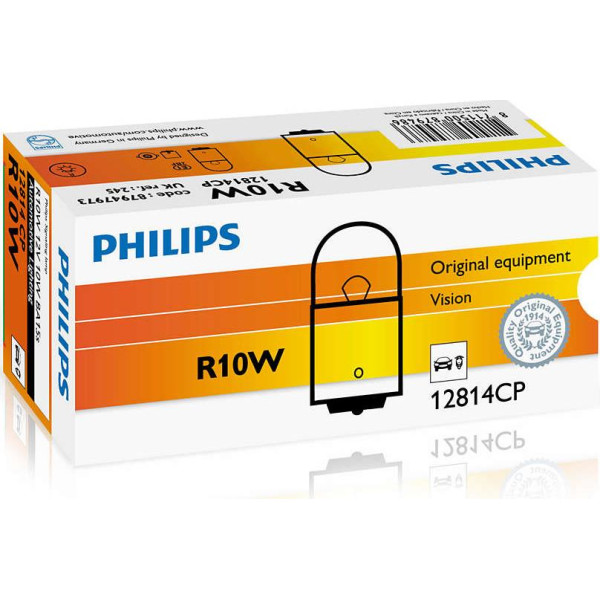 

Автолампа накаливания Philips R10W, 10шт/картон (12814CP)