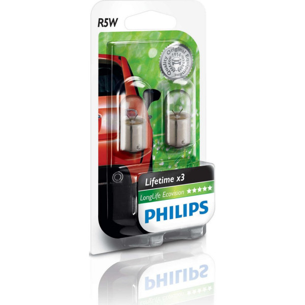 

Автолампа накаливания Philips R5W LongLife EcoVision,2шт/блистер (12821LLECOB2)