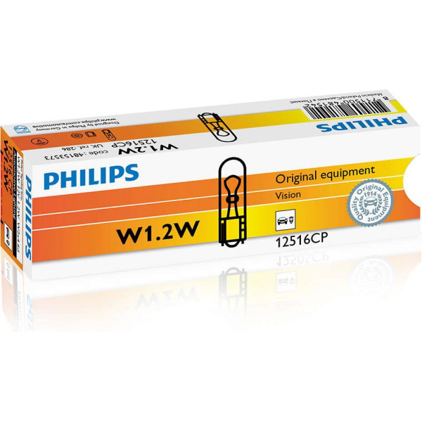 

Автолампа накаливания Philips W1,2W, 10шт/картон (12516CP)